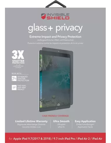 Zagg Glass+ Privacy Apple Apple-iPad Air/Air 2, iPad Pro 9.7, iPad 2017/2018