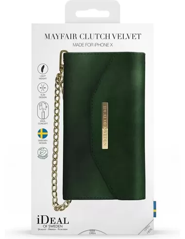 iDeal of Sweden Mayfair Clutch Velvet iPhone XS/X Green