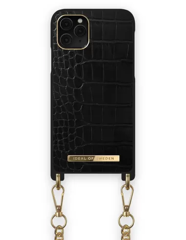 iDeal of Sweden Phone Necklace Case voor iPhone 11 Pro/XS/X Jet Black Croco