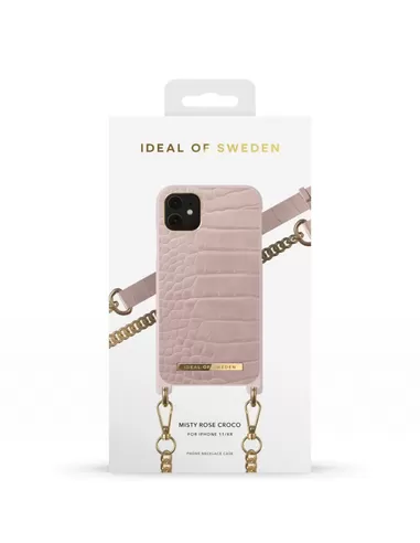 iDeal of Sweden Phone Necklace Case voor iPhone 11/XR Misty Rose Croco