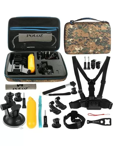 PKT31, 20 in 1 GoPro accessoire combo kit camo voor GoPro HERO 5 / 4 Session / 4 / 3+ / 3 / 2 / 1