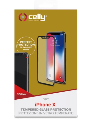 Celly 3D Tempered Glass Apple iPhone X / XS Zwart