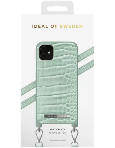 iDeal of Sweden Phone Necklace Case voor iPhone 11/XR Mint Croco