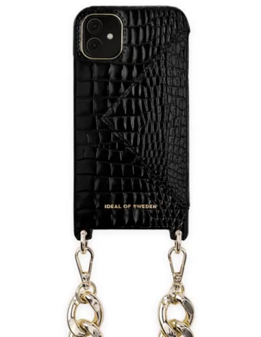 iDeal of Sweden Statement Phone Necklace Case Chain voor iPhone 11/XR Neo Noir Croco