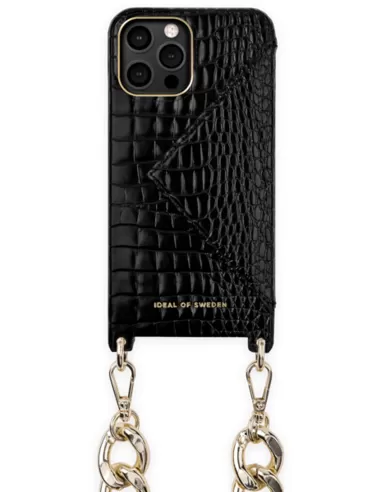 iDeal of Sweden Statement Phone Necklace Case Chain voor iPhone 12/12 Pro Neo Noir Croco