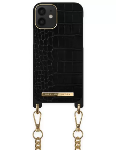 iDeal of Sweden Phone Necklace Case voor iPhone 12 Mini Jet Black Croco