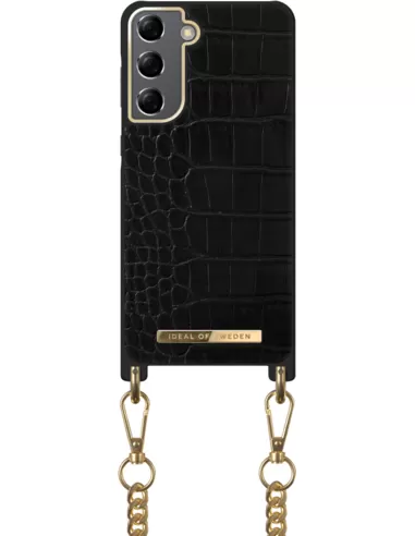 iDeal of Sweden Phone Necklace Case voor Samsung Galaxy S21 Jet Black Croco