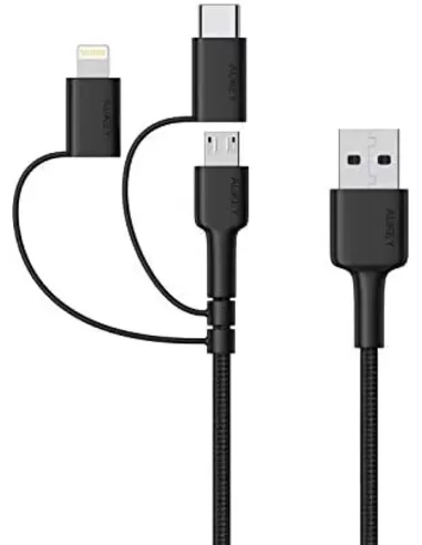 Aukey 3-in-1 Cable MFI Lightning, USB-C and Micro USB (1.2m)