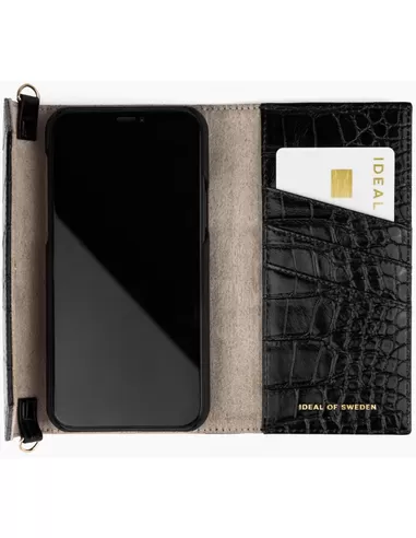 Ideal of Sweden Cassette Clutch iPhone 12/12 Pro Black Croco