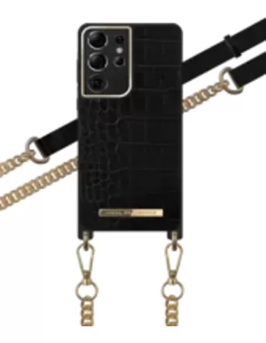 iDeal of Sweden Phone Necklace Case voor Samsung Galaxy S21 Ultra Jet Black Croco