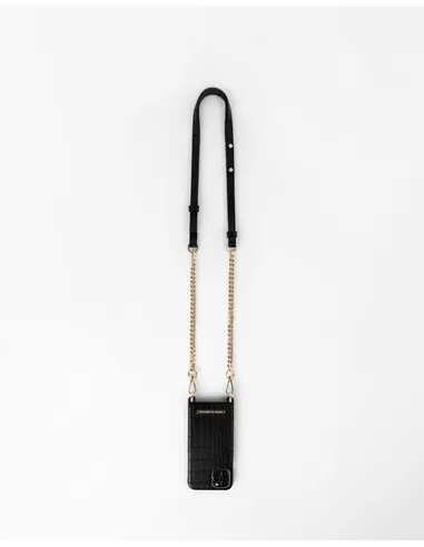 iDeal of Sweden Phone Necklace Case iPhone 13 Mini Jet Black Croco