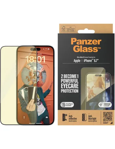 PanzerGlass Apple iPhone 15 Plus Anti-Reflective & Anti-Bluelight UWF with EasyAligner